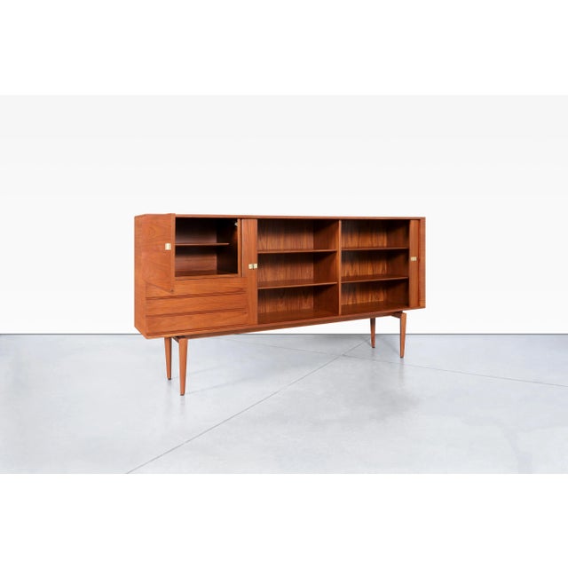 1960s Scandinavian Modern Teak Tambour Door Credenza by h.w. Klein for Bramin For Sale - Image 5 of 12