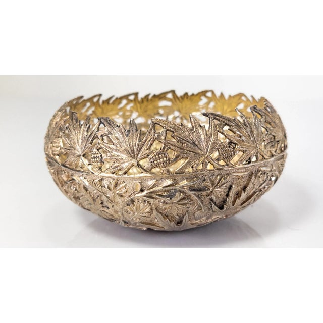 Asian Mid 20th Century South East Asian Sterling Silver Repousse Basket Bowl For Sale - Image 3 of 7
