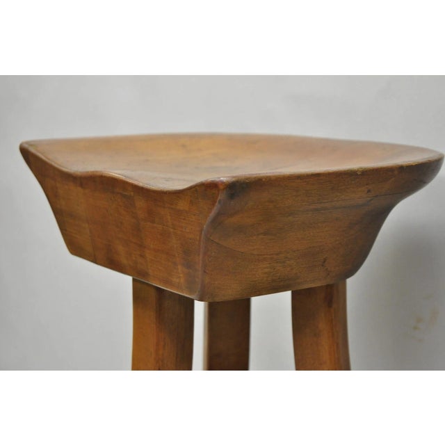 Vintage Mid Century Modern Mahogany Adolf Loos Theban Style Tripod Saddle Stool For Sale - Image 10 of 17