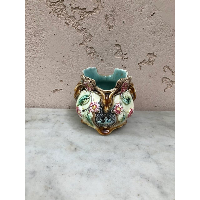 French Country C.1890 Majolica Cache Pot Onnaing For Sale - Image 3 of 6