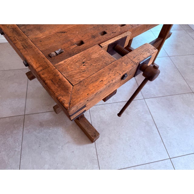Brown Antique German Workbench, 1890s For Sale - Image 8 of 16