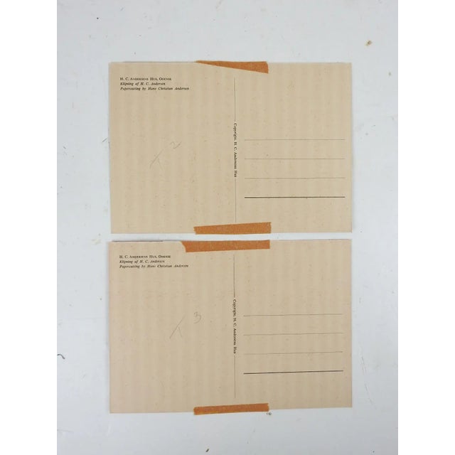 Pair of vintage mid 20th century postcards of the silhouette papercutting by Hans Christian Andersen. Hans Christian...