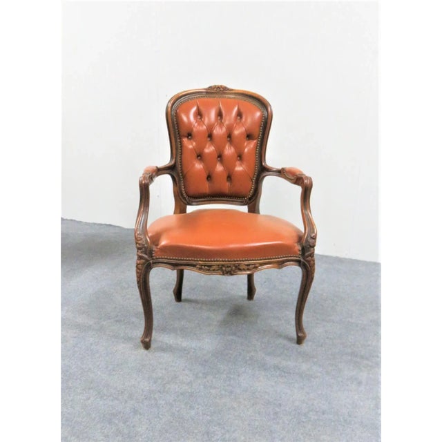 Late 20th Century Chateau d'Ax Louis XV Leather Chair For Sale - Image 4 of 8