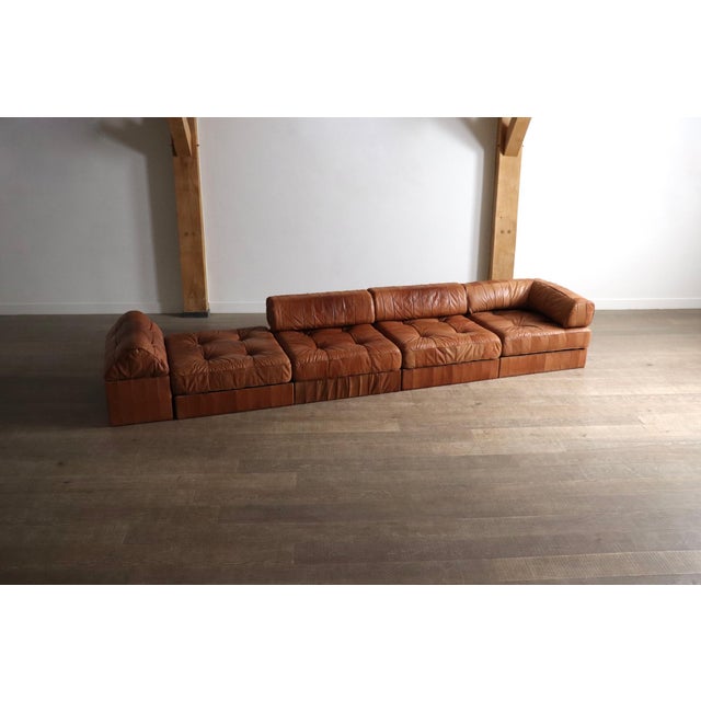 DS 88 Modular Sofa in Cognac Patchwork Leather from de Sede, Switzerland, 1970s, Set of 5 For Sale - Image 6 of 13