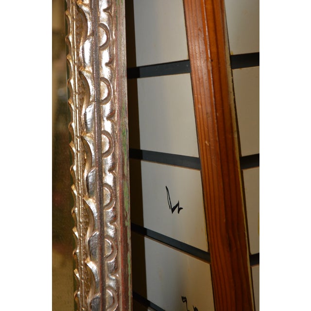 Ornate Plaster / Wood Silver W/ Gold Wash Rectangular Wall or Mantel Mirror For Sale - Image 12 of 18
