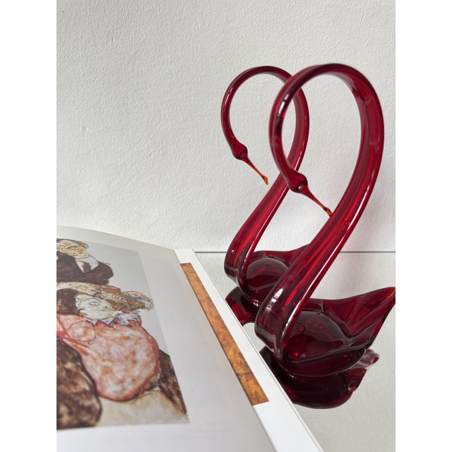 Ruby Red Art Glass Swans from Made Murano Glass, 1970s, Set of 2 For Sale - Image 10 of 13