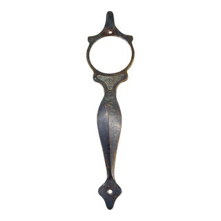 Arts & Crafts Bronze Entry Door Pull With Lock Insert For Sale