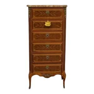 19th Century French Louis XV Style "Semainier" Tall Lingerie Commode Marble With Top