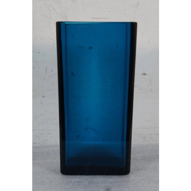 Glass 1965 Mid-Century Sven Palmqvist Orrefors Pa Expo Cobalt Blue Flower Vase For Sale - Image 7 of 11