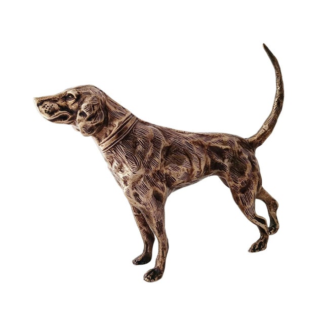 Antique Brass Finish Metal Dog Sculpture For Sale - Image 6 of 8