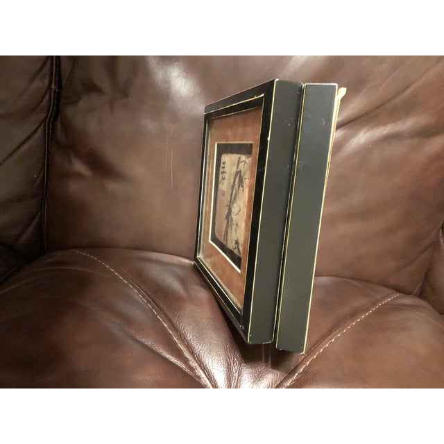 Vintage Asian Bamboo & Calligraphy Relief Tile Framed Wall Art – A Pair For Sale - Image 9 of 9