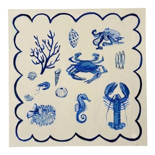 “Blue Tide Specimen ” an Original 36x36 Coastal Painting by Michell Heimann For Sale
