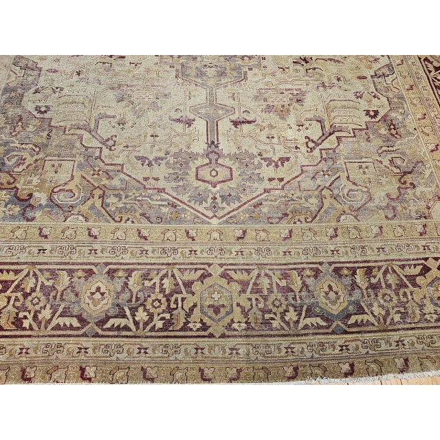 19th Century Agra Rug, Hand-Knotted Wool, Geometric Design, Pale Purple & Gray, 12' X 14’ For Sale - Image 17 of 18