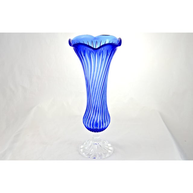 Cobalt CutToClear Crystal Swirl Vase Chairish