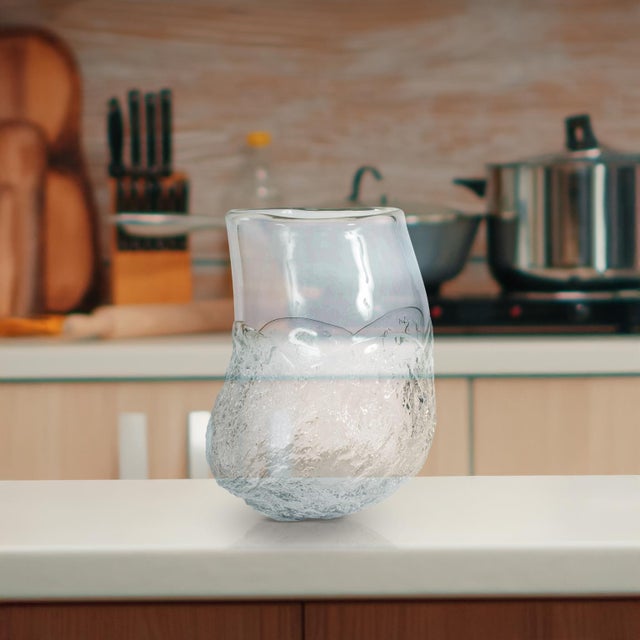 Modern Portage Ice Clear Abstract Glass Vase- Medium For Sale - Image 3 of 11