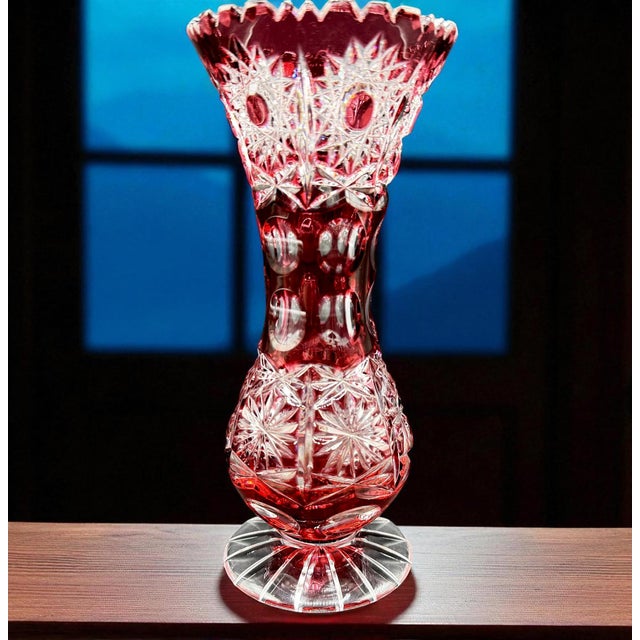Art Deco Bohemian Crystal Vase, 1950s For Sale - Image 10 of 10