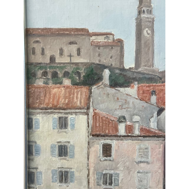 Wood Piran Slovenia Cityscape Painting by Ella Nilsson, C. 1988 For Sale - Image 7 of 13