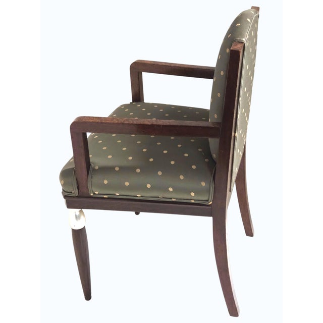 Sienna Early 20th Century French Art Deco Desk / Arm / Side/ Occasional Chair Thuya Wood & Silver Leaf- Attributed to M. Dufrene For Sale - Image 8 of 12