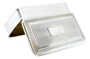 Snuff Box in Guilloche Silver with Monogram Card