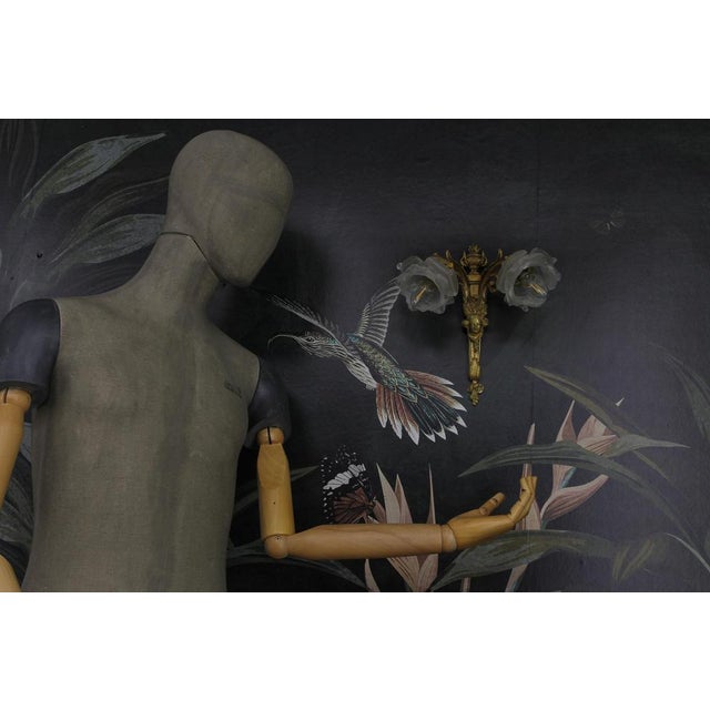 French Neoclassical Style Bronze and White Frosted Glass Two-Arm Sconce, 1890s For Sale - Image 4 of 18