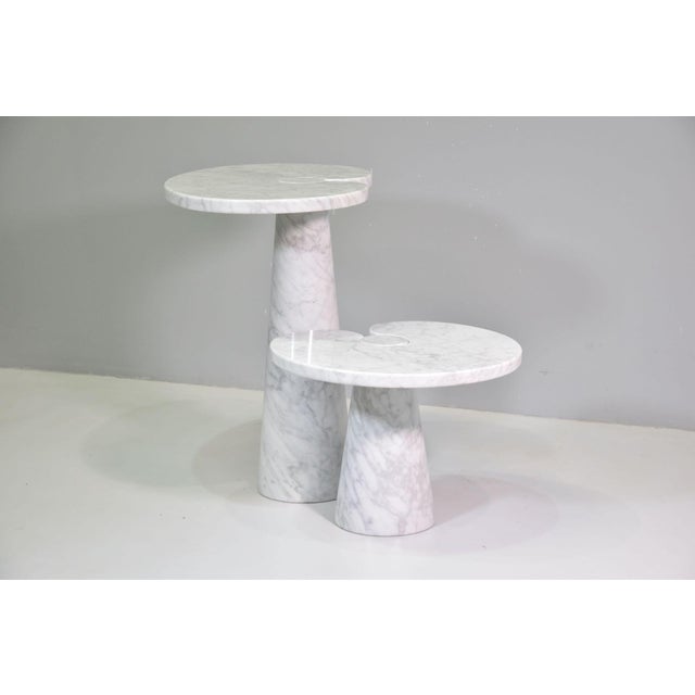 White Carrara Marble Side Tables by Angelo Mangiarotti for Skipper, 1975, Set of 2 For Sale - Image 8 of 11