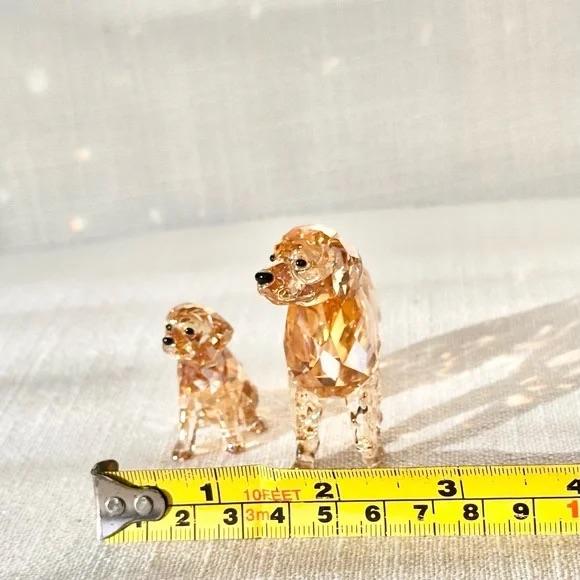 Gold Swarovski Crystal Golden Retriever Mom and Pup Figurine Set Retired Gold For Sale - Image 8 of 14