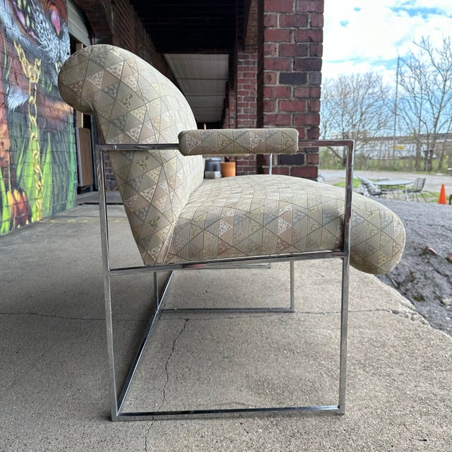 Mid Century Modern Milo Baughman Chrome Base Loveseat For Sale In Cleveland - Image 6 of 12