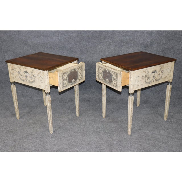 Pair 1970's Distressed Painted Venetian Style End Tables For Sale In Philadelphia - Image 6 of 14