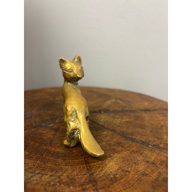 English Vintage English Brass Fox For Sale - Image 3 of 5