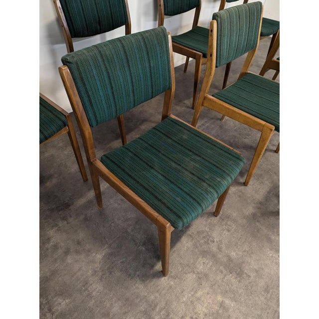Vintage Green Fabric Chairs, Set of 8 For Sale - Image 4 of 9
