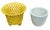 French Country Vintage Ceramic Woven Cachepots Yellow & White For Sale - Image 3 of 7