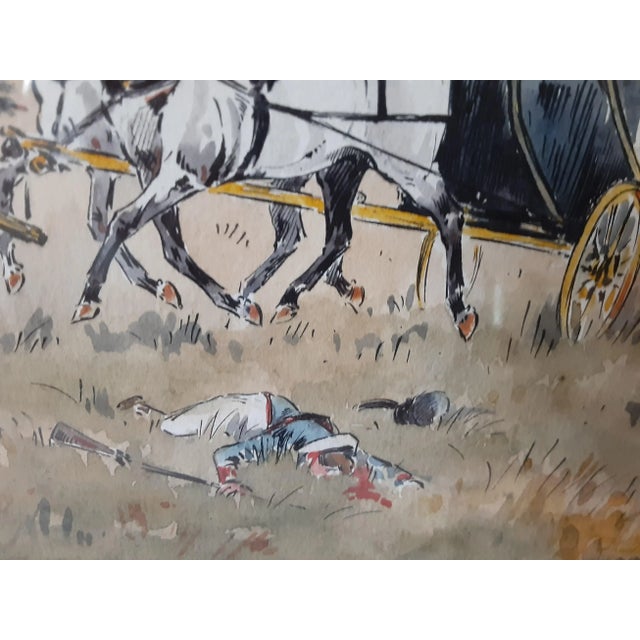 Late 19th Century Antique Military Watercolor Painting For Sale - Image 5 of 9