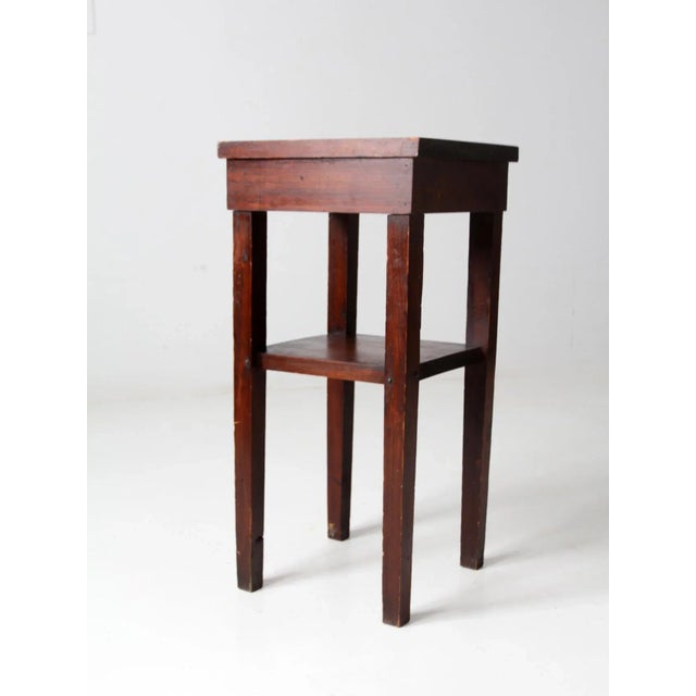 Rustic Vintage Hand-Built Wood End Table For Sale - Image 3 of 10