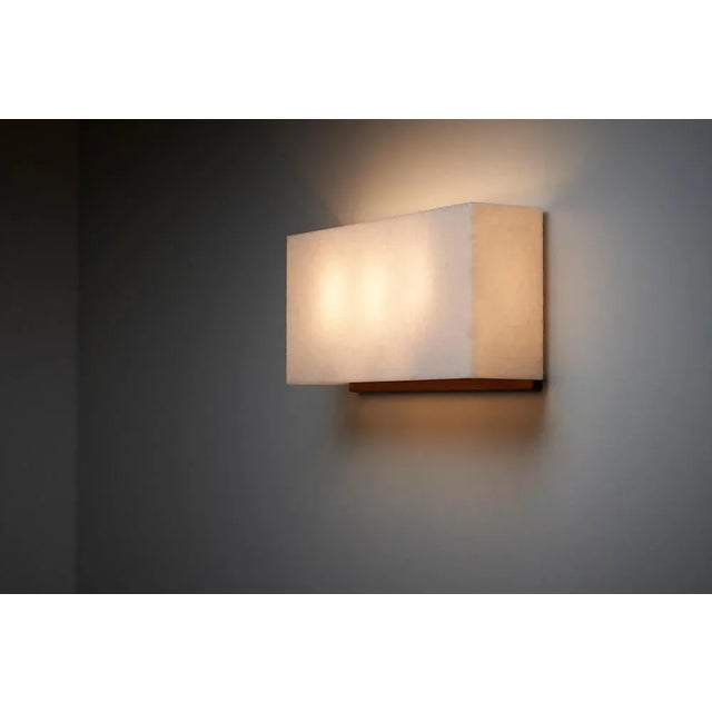 Wood Large Wall Lamp with Textured Diffuser and Teak Frame from Kontakt-Werkstätten, 1960 For Sale - Image 7 of 9
