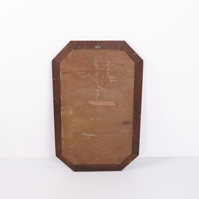 Glass Rectangular Mirror with Carved Dark Oak Frame, 1940s For Sale - Image 7 of 8