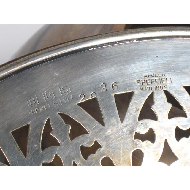 Metal Mid 20th Century Silver Plate Server, Pierced and Footed With Handle For Sale - Image 7 of 7