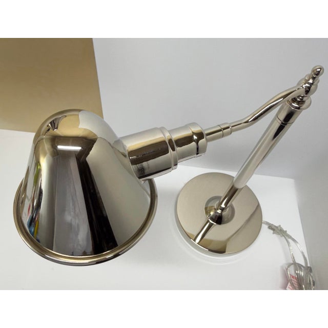 Pair of Ralph Lauren Polished Nickel Chrome Pharmacy Desk Lamps For Sale In Chicago - Image 6 of 7