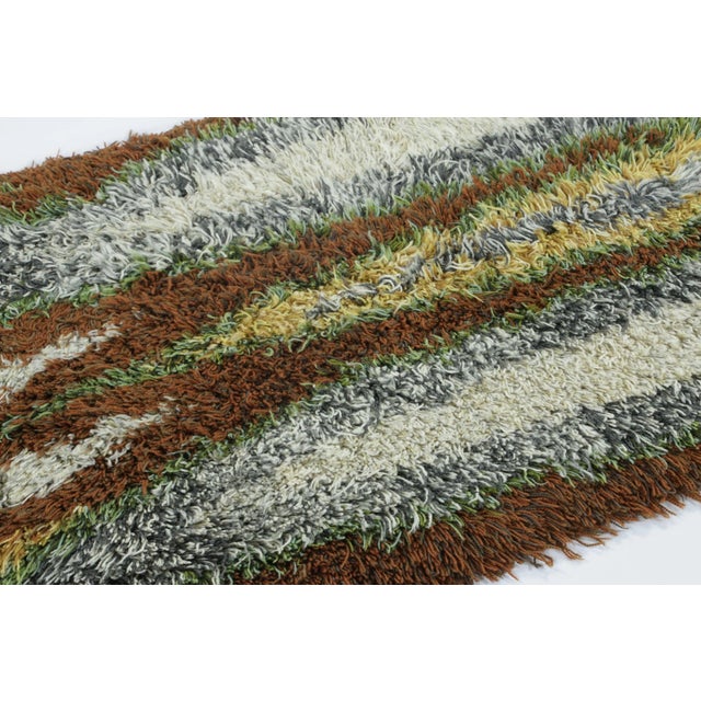 Rug & Kilim Vintage Swedish Rya Rug With Multicolor Vertical Ridges - Rug & Kilim For Sale - Image 4 of 8