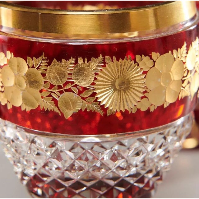 Late 19th Century Ruby & Parcel-Gilt Bohemian Glasses - Set of 12 For Sale In Boston - Image 6 of 8