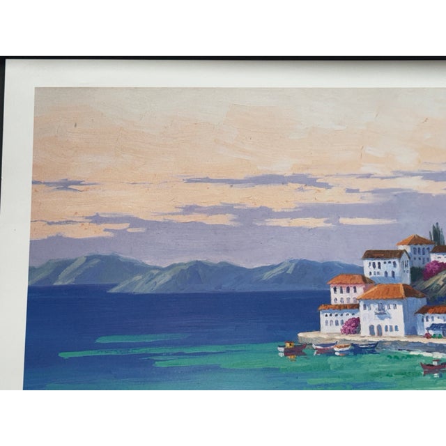 Paper Art Print Mediterranean Sunlit Harbor Mikki Senkarik 26 1/2" X 32" 1996 Ab5099 Open Ed For Sale - Image 7 of 10