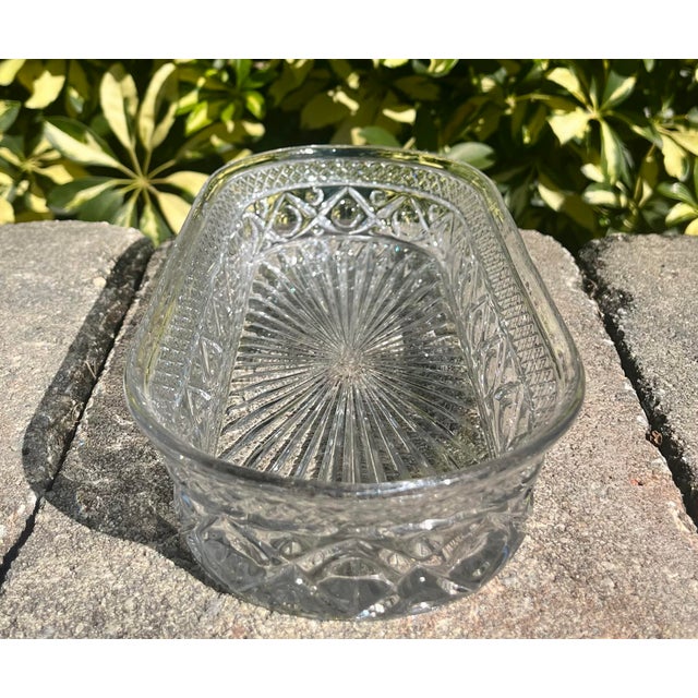 Art Deco Early 20th Century Crystal Cut Glass Oval Celery Dish For Sale - Image 3 of 9