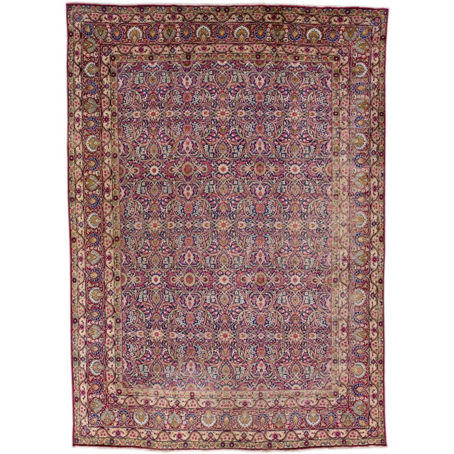 Antique Persian Kerman Handmade Wool Rug With Allover Multicolor Motif For Sale - Image 11 of 11