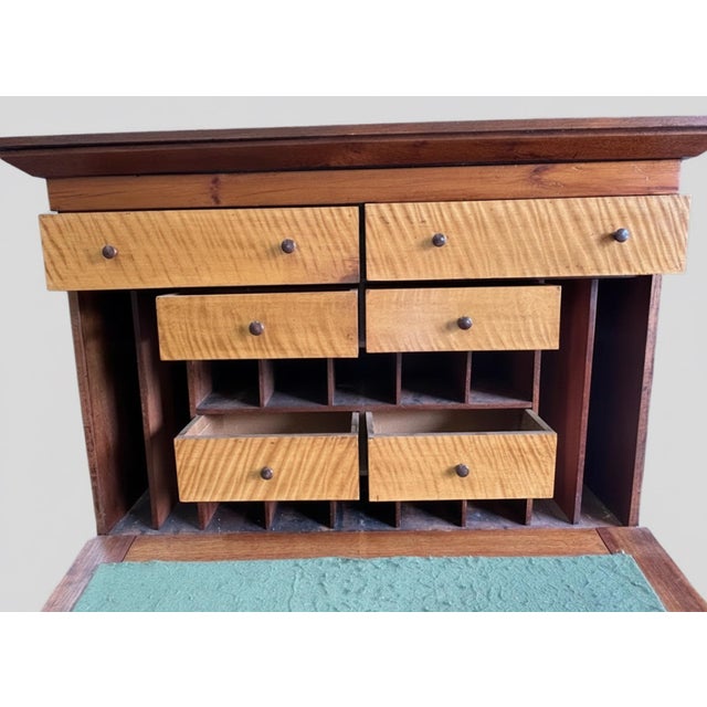 Early 19th Century Early 19th Century American Butler’s Secretary Desk With Tiger Maple Interior For Sale - Image 5 of 8