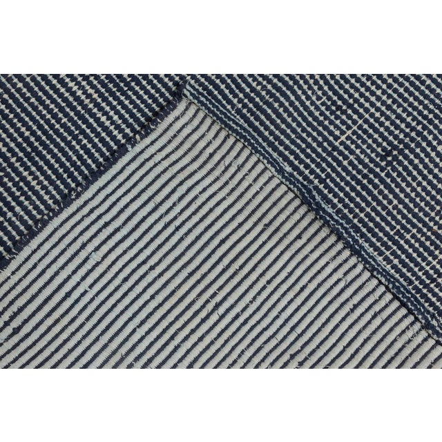 Contemporary Striped Blue Flat-Weave Wool Rug by Doris Leslie Blau For Sale In New York - Image 6 of 6
