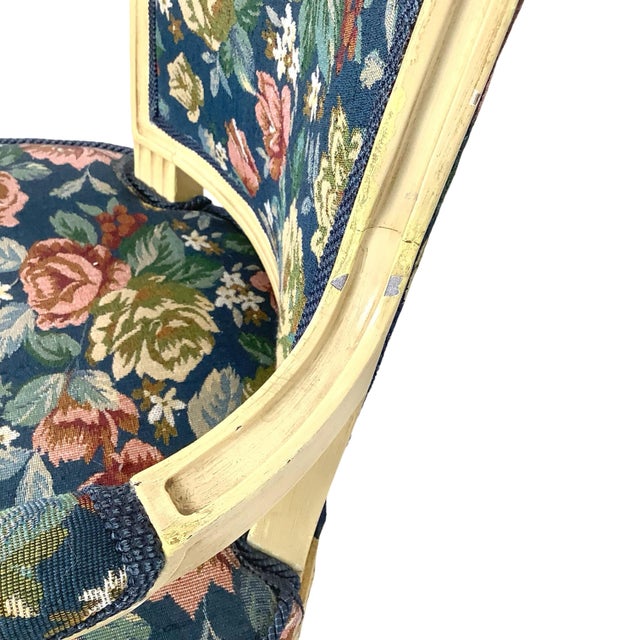 Louis XVI Style Painted Fauteuil, Vintage French Provincial Armchair For Sale - Image 12 of 18