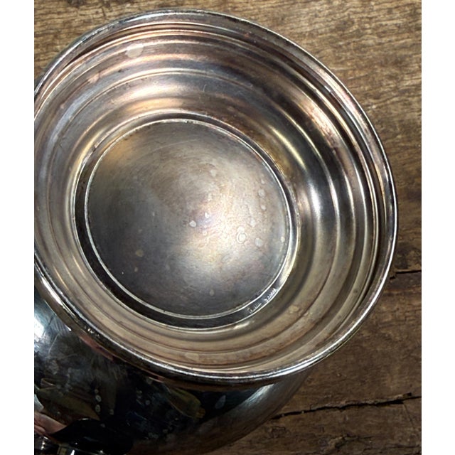 Metal Vintage Plata Lappas Argentinian Silver Plate Water Pitcher W/ Leather Handle For Sale - Image 7 of 9