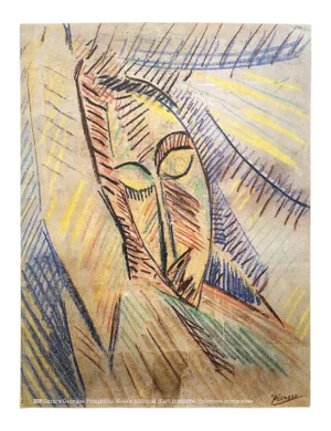 Pablo Picasso Vintage 1987 Modernist Lithograph Print Paris Museum Poster " Tete De Femme " 1907