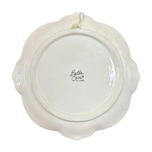 French Country Vintage Bella Casa Ganz Trompe l'Oeil Decorative Orange Wall Plates - Set of 2 For Sale - Image 3 of 3