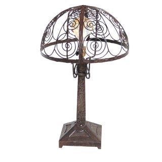 Art Deco Wrought Iron Lamp, 1930s For Sale