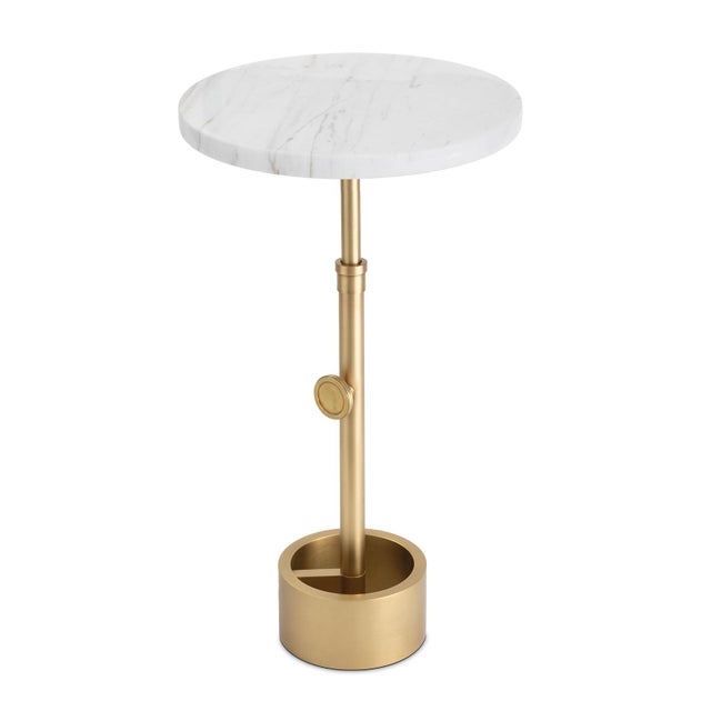 Myles Accent/Drink Table, Natural Brass with Marble Top For Sale In Detroit - Image 6 of 6